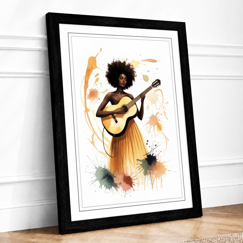 Musician in Gold Boho - Framed Print, A1 - 84.1 x 59.4 cm, Black