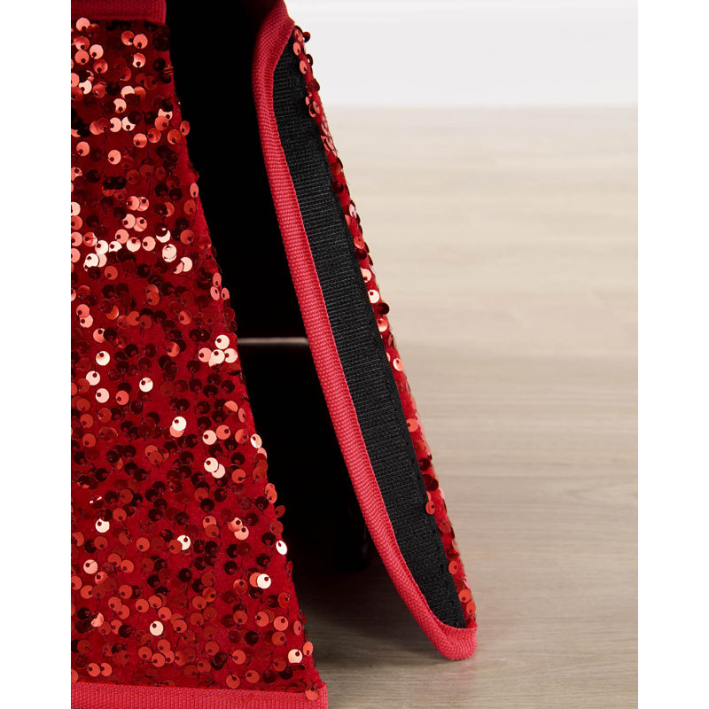 Red Sequin Square Christmas Tree Collar, 36cm