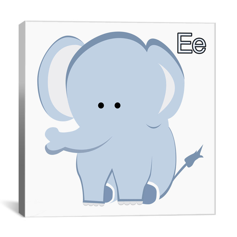 Arabelle «E is for Elephant Graphic», reproduction sur toile tendue, H 12 po x l 12 po x P 1,5 po, Toile tendue, Pas de tapis