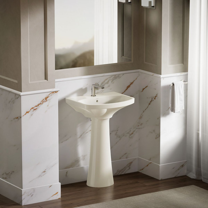 Cimarron Pedestal Bathroom Sink, Biscuit
