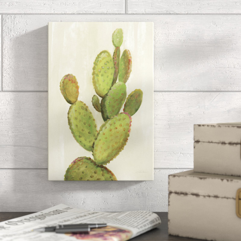 «Front Yard Cactus I» par Silvia Vassileva - peinture sur toile, H 12 po x l 8 po