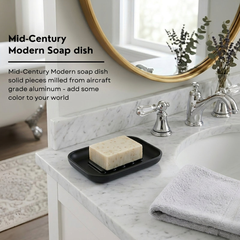 Alabaster Soap Dish, Charcoal (Black)