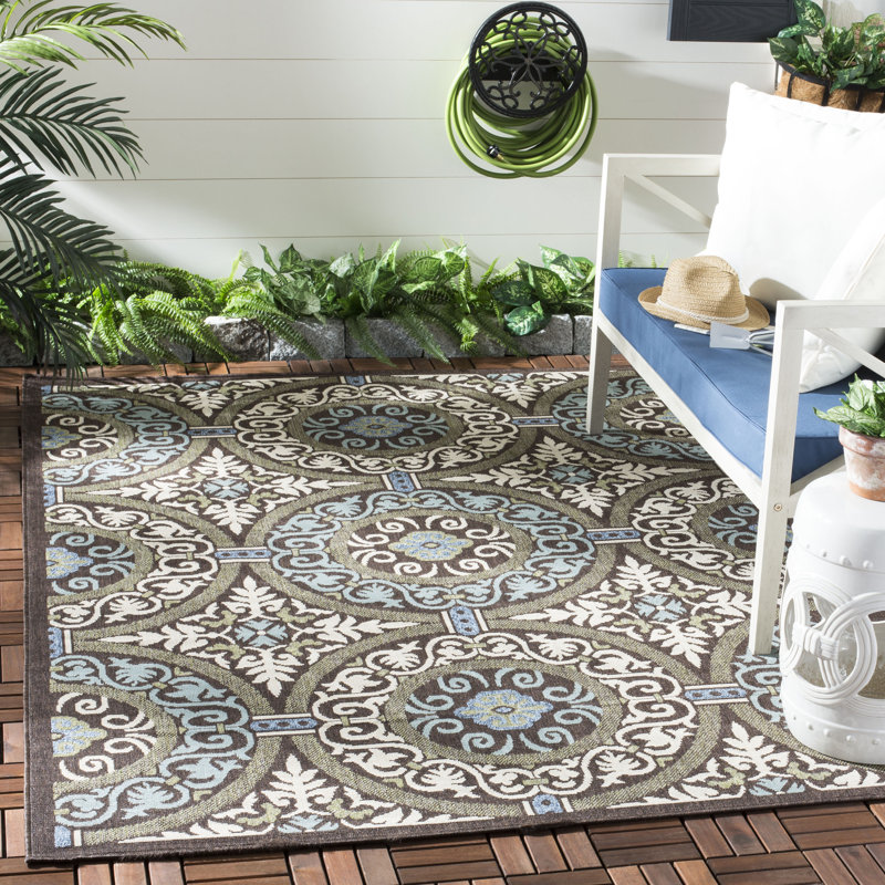 Tapis d'intérieur / extérieur à motif géométrique Coucou Performance, Rectangle 5 pi 3 po x 7 pi 7 po