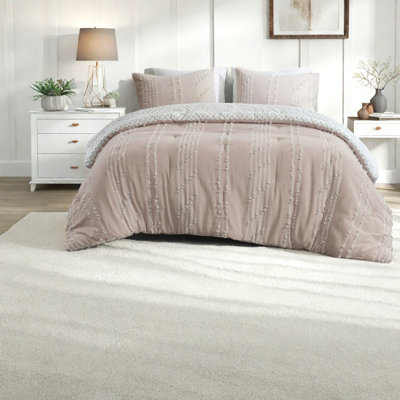 Ensemble de literie en jacquard de coton de qualité supérieure au design moderne rosé, parfait pour la maison