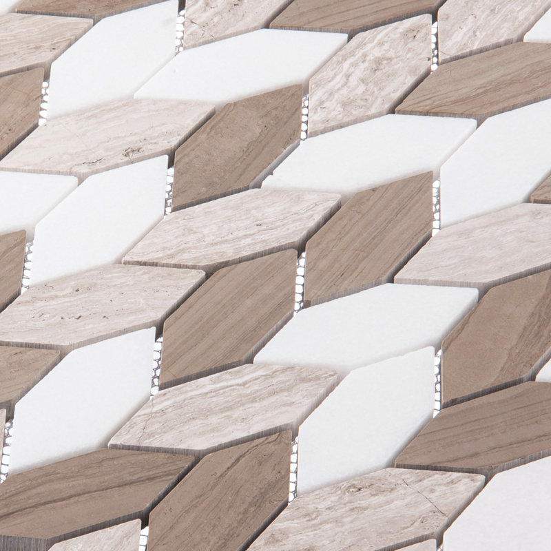 Channing 1-in. x 2.5-in. Elongated Hex Marble Look Polished Natural Stone Wall & Floor Mosaic Tile, Baskit Elongated He
