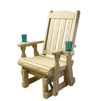Heavy Duty 600 Lb High Back Mission Treated Glider Chair, Cupholders