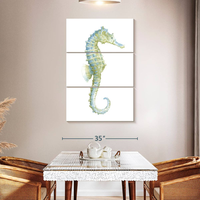 Brampt aquarelle hippocampe I, H 50 po x l 32 po