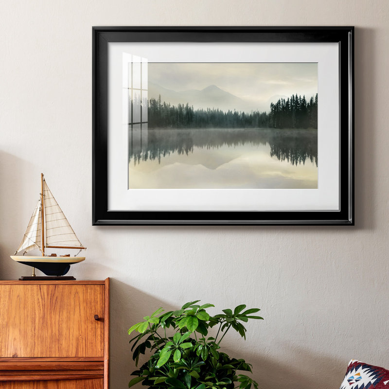 Toile encadrée de qualité supérieure Jade Reflection, Cadre noir, H 18,5 po x l 24,5 po x P 1 po, Blanc