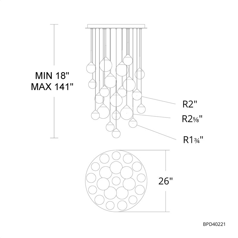 Quest 21 Light Crystal LED Multi-Light Pendant, Aged Brass