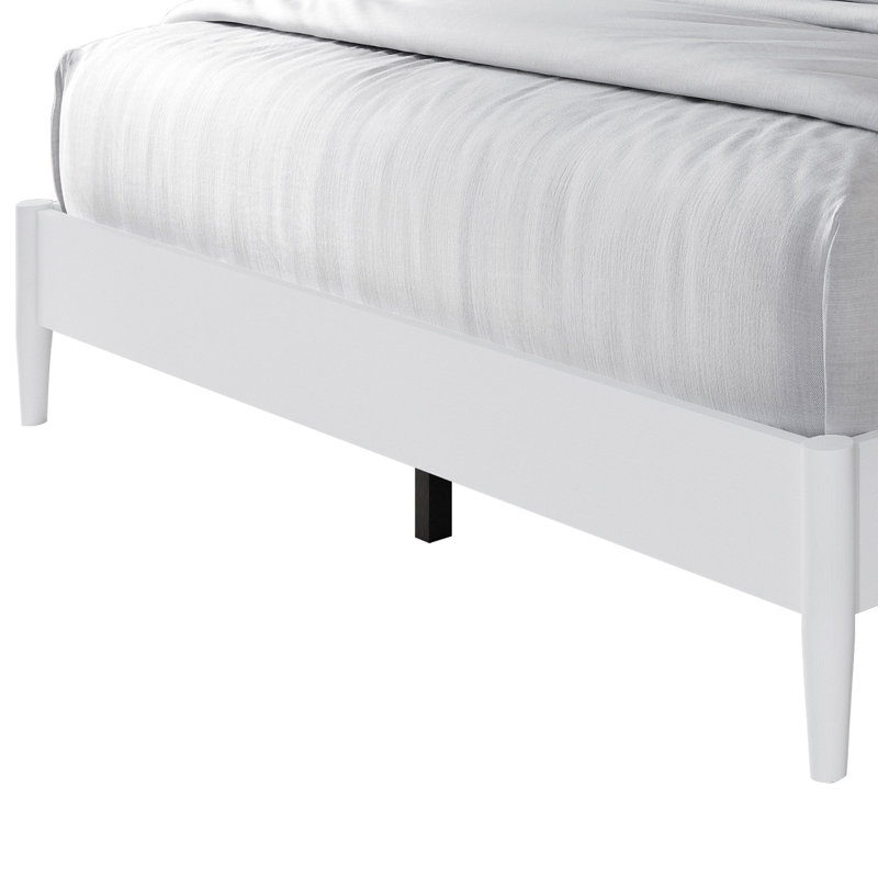 Lit plateforme en bois de taille grand avec 2 tables de chevet en blanc, Queen, White