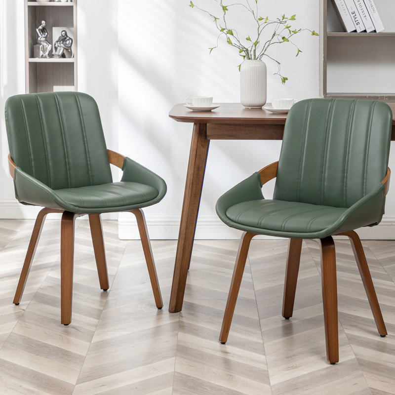 Chaise rembourrée en similicuir Kelham , Vert