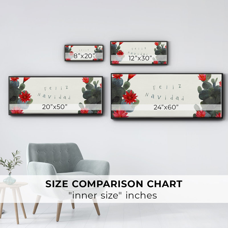 Floraison de Noël, collection de cactus en D, toile encadrée, H 20 po x l 50 po