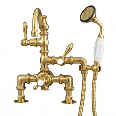 Thermostatic Deck Mount Tub Faucet with Handheld by Strom Living