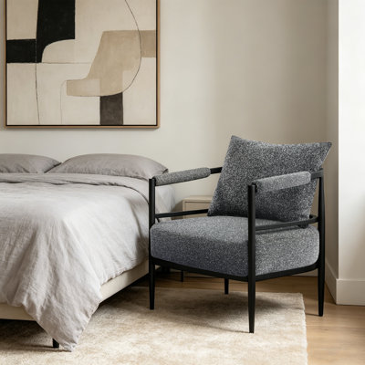 Modern Curved-Back Accent Chair With High-Density Foam Cushion– Upholstered Armchair For Living Room, Office, Or Lounge