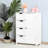 White Bathroom Cabinet With Adjustable Shelf And 4 Slatted Drawers - For Home Use Storage In Drawers,