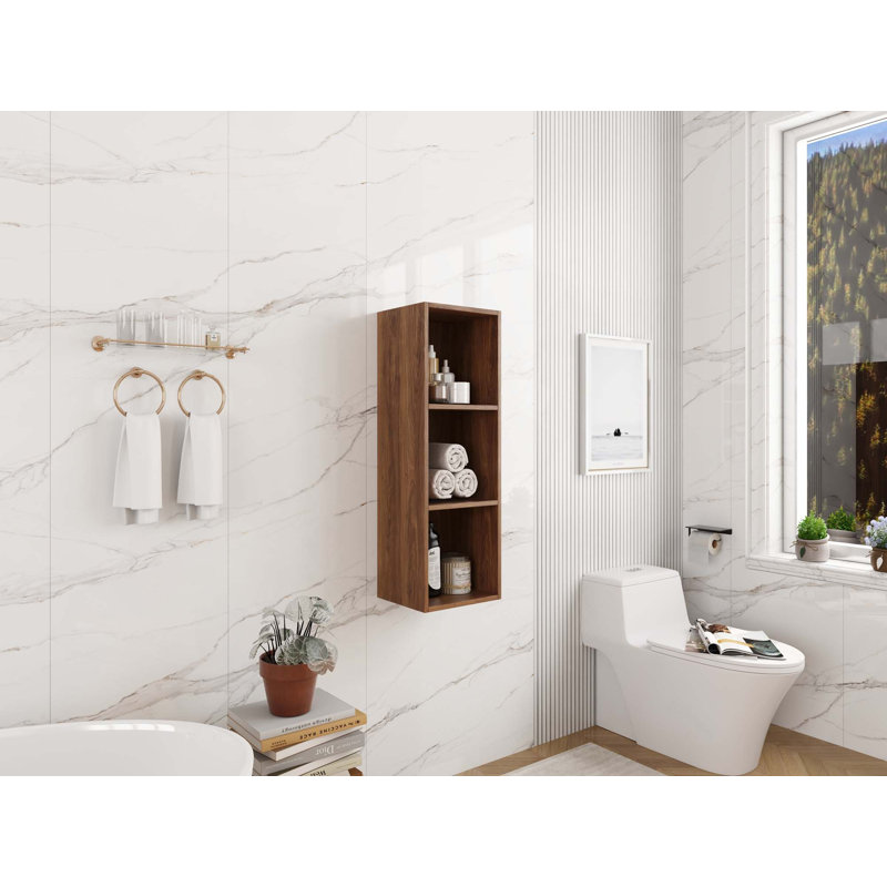 12-Inch Small Wall Mounted Storage Shelves For Small Bathroom, Study, Storage Room, Brown Ebony