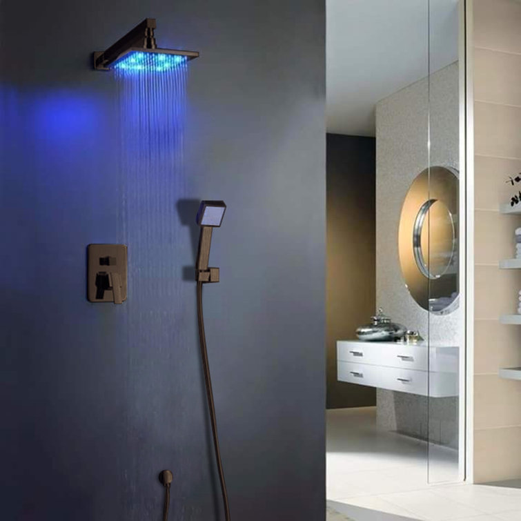 Oil Rubbed Bronze Shower System with Rainfall Showerhead and Body Jets