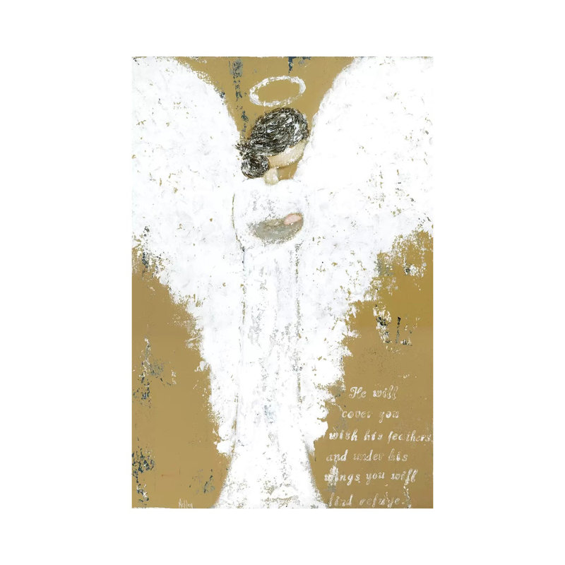Ange tenant un enfant par Ashley Bradley - peinture sur toile tendue, H 60 po x l 40po x P 1,5 po