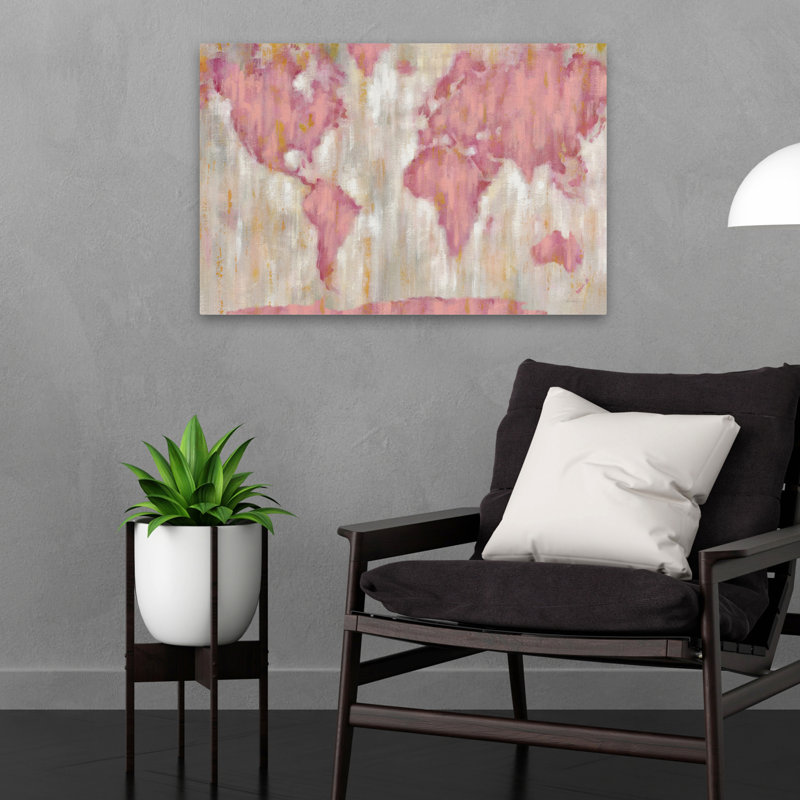 «Blush World Map V2 Crop - Abstract Beige Continents» crème, H 24 po x l 16 po