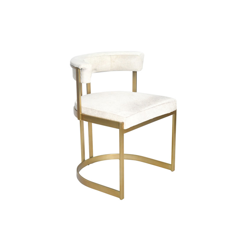 Gold Stainless Steel Grey Cowhide Chair