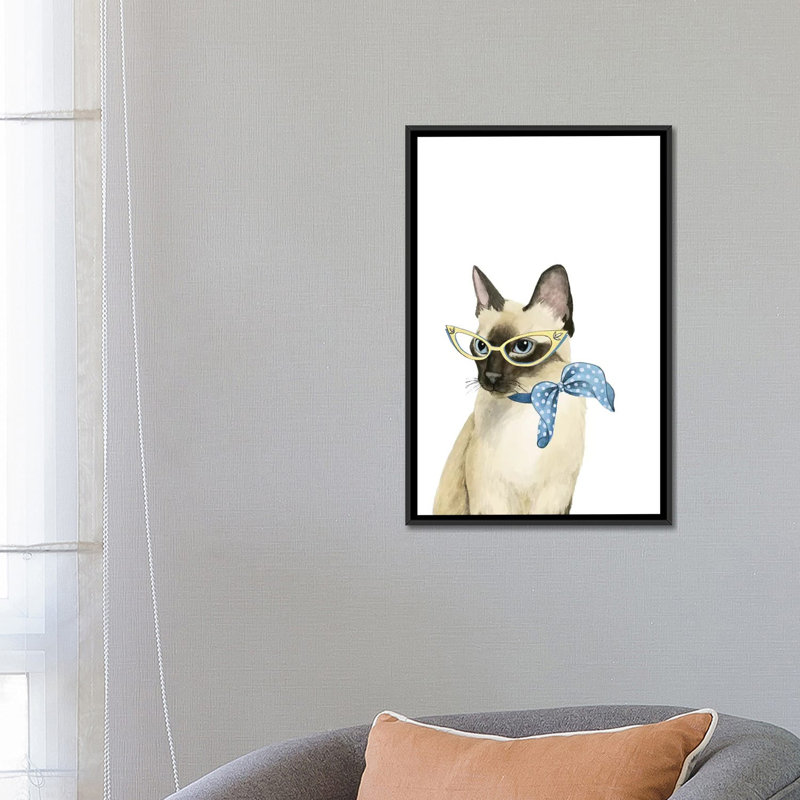 «Cool Cat II», impression sur toile, H 26 po x l 18 po x P 1,5 po, Toile avec cadre flottant noir, Pas de tapis