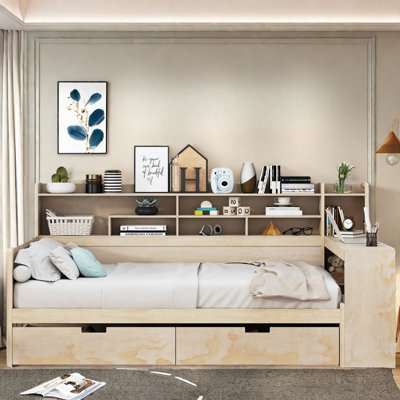 Rabito Daybed With Storage Shelves, Two Drawers And Study Desk by Red Barrel Studio