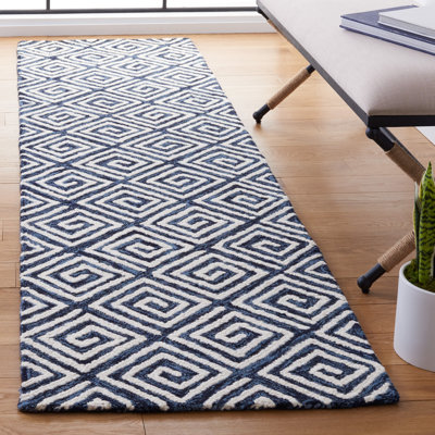 Tapis géométrique en laine et en coton touffeté à la main Tashieka