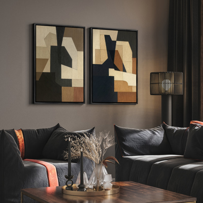 Art mural encadré, rétro, antique, classique pour chambre à coucher - 16 po x 24 po x 2 panneaux, Noir, H 24 po x l 16 po