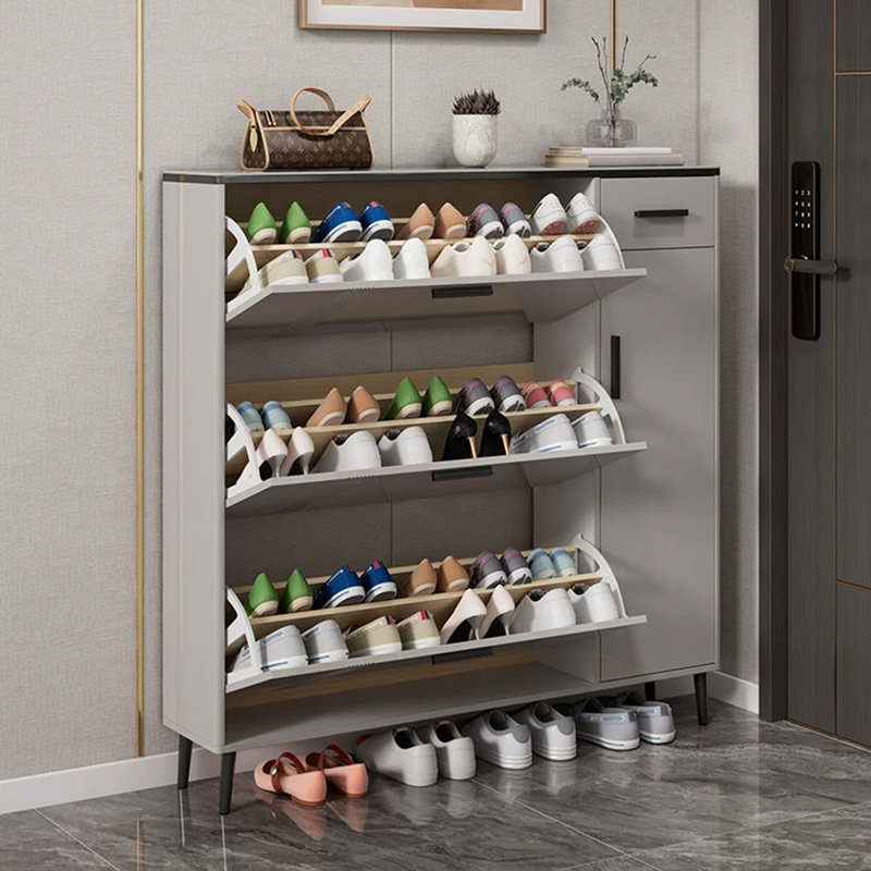Rangement à chaussures en bois manufacturé gris