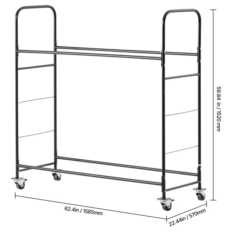 158.5cm W Steel Height -Adjustable Storage Rack with Wheels