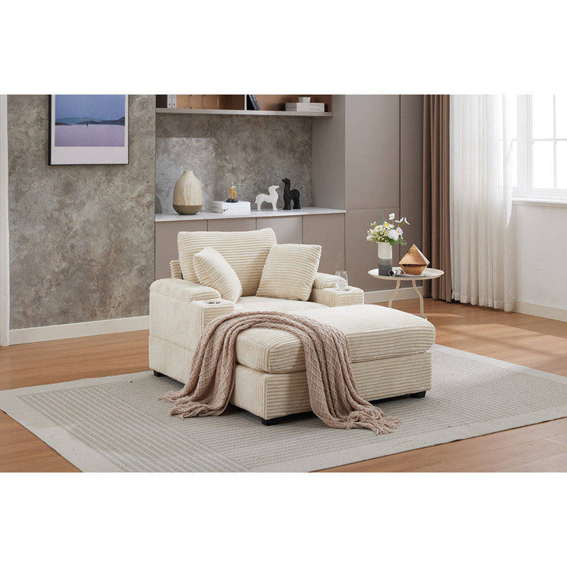 Canapé rembourré Corduroy, Beige