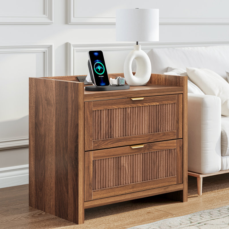 Table de chevet 2 tiroirs avec station de charge Ailey