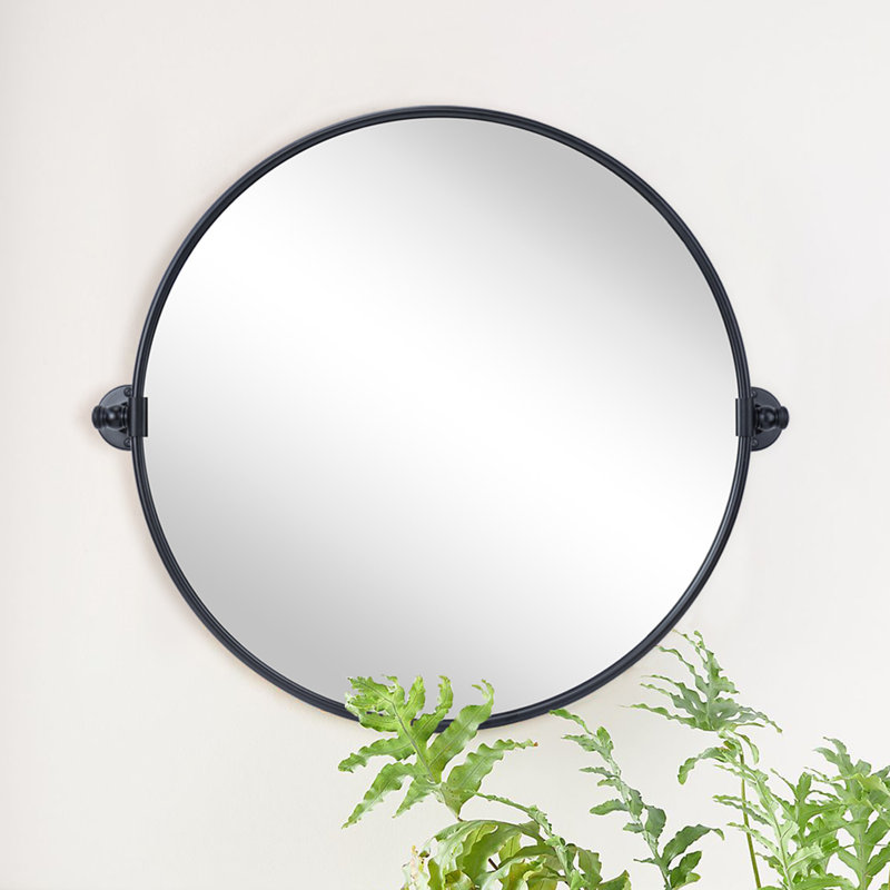 Miroir de salle de bain mural Luecinda, 24 po x 24 po, Noir