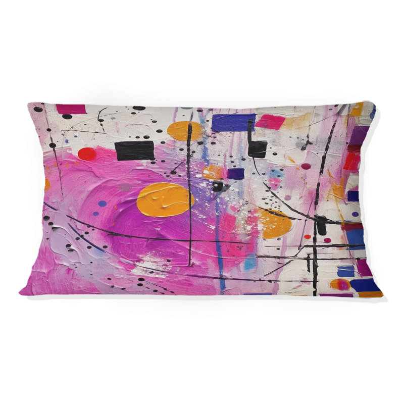 Coussin rose à imprimé Cubism Unleashed