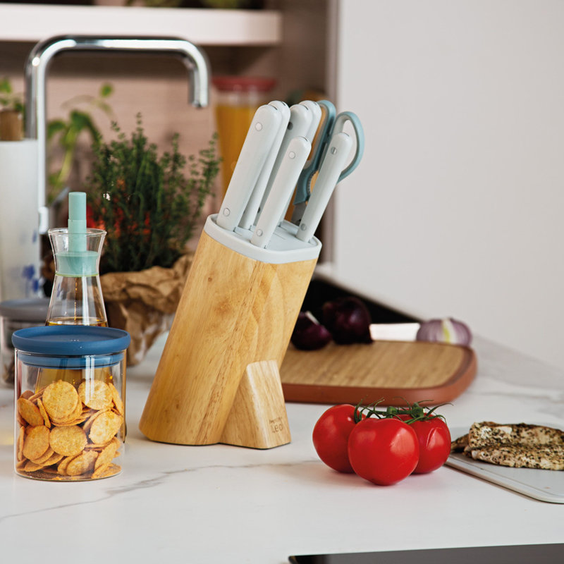 BergHOFF Leo Spirit Stainless Steel 7 Pc Knife Block Set, White