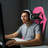 Latitude Run® Adjustable Faux Leather Swiveling Gaming Chair Game Chair with Footrest in Pink