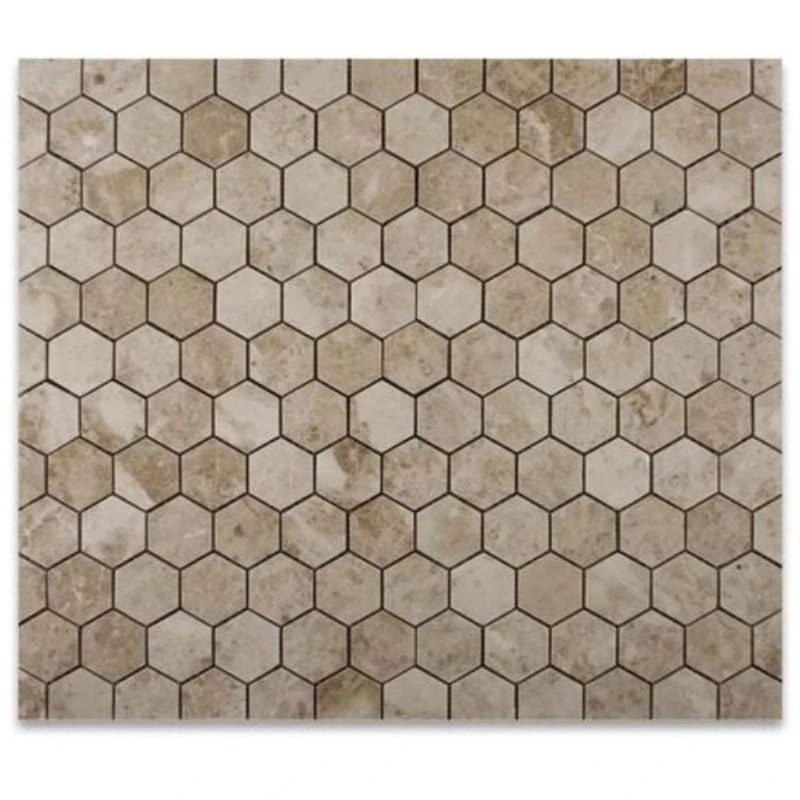 Cappuccino Marble 2X2 Hexagon Polished Mosaic Tile