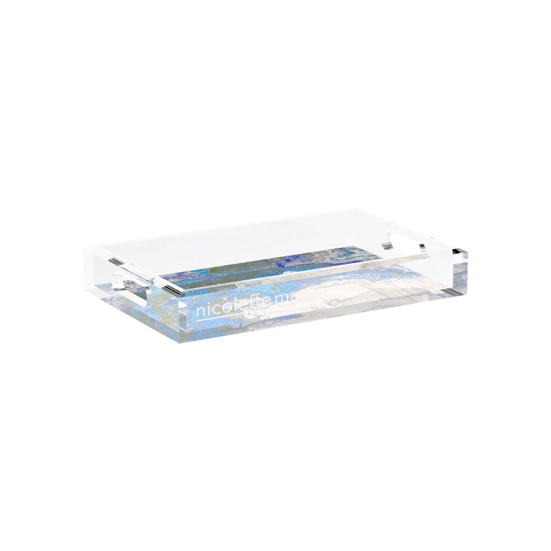Agate Malachite Acrylic Rectangle Decorative Tray, 12.5"W x 7.75"D x 2"H, Sodalite