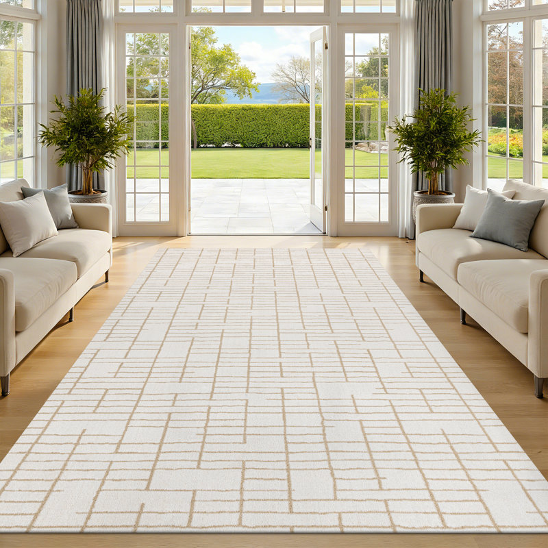 Hand Tufted Wool Geometric Area Rug, Rectangle 5'3" x 7'11"