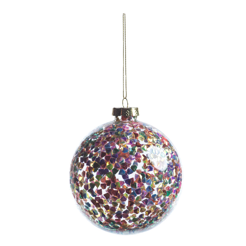 Pentagon Sequin Ball Ornament, 4" H x 4" W x 4" D