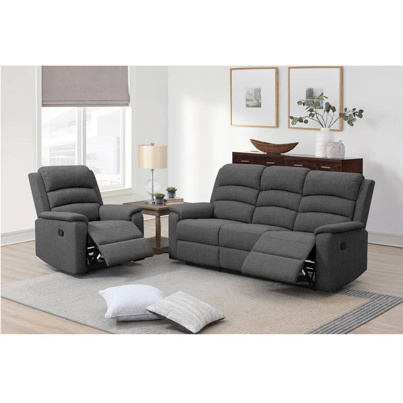 Ensemble de salon inclinable 2 pièces Camdan, Gris foncé