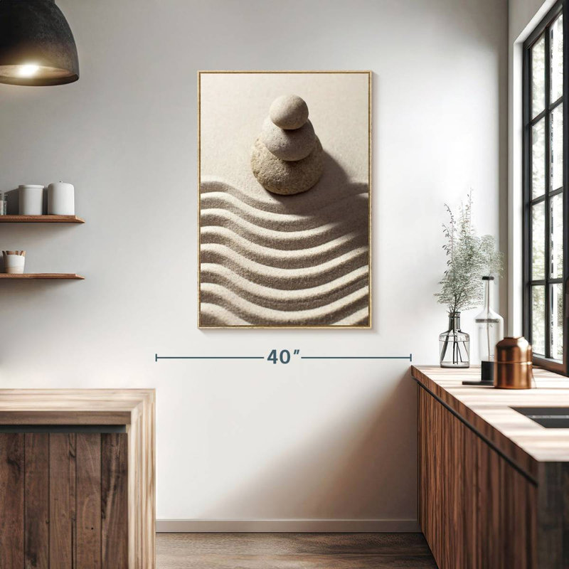 Blanc zen, Cadre flottant en bois naturel, 27 po x 40 po