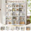 Bibliothèque 70 po H 70,1 po x l 63 po à 5 niveaux avec tablettes ouvertes à 3 niveaux et 3 armoires à deux portes | Grande armoire de rangement pour la maison et le bureau-2001448771