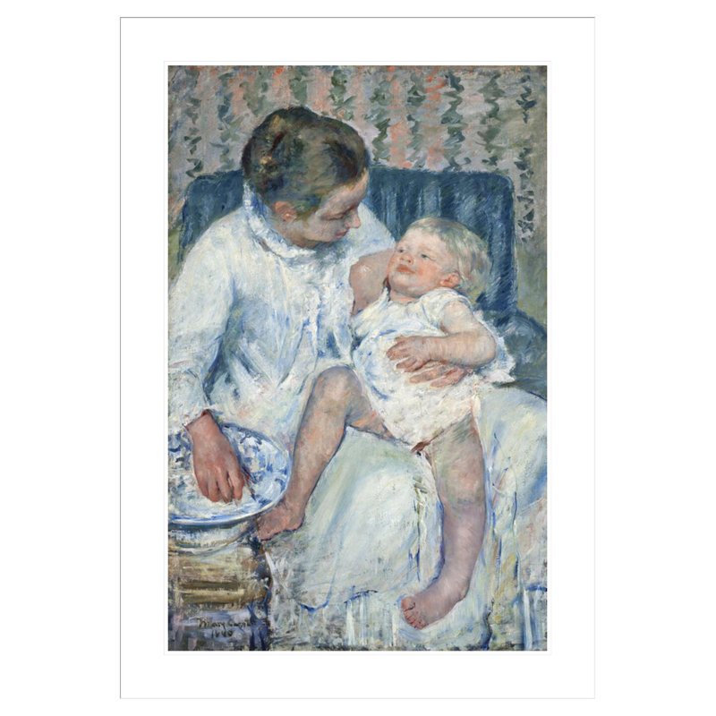 «Mother About to Wash Her Sleepy Child» par Mary Cassatt, impression giclée encadrée, H 41,5 po x l 29,5 po