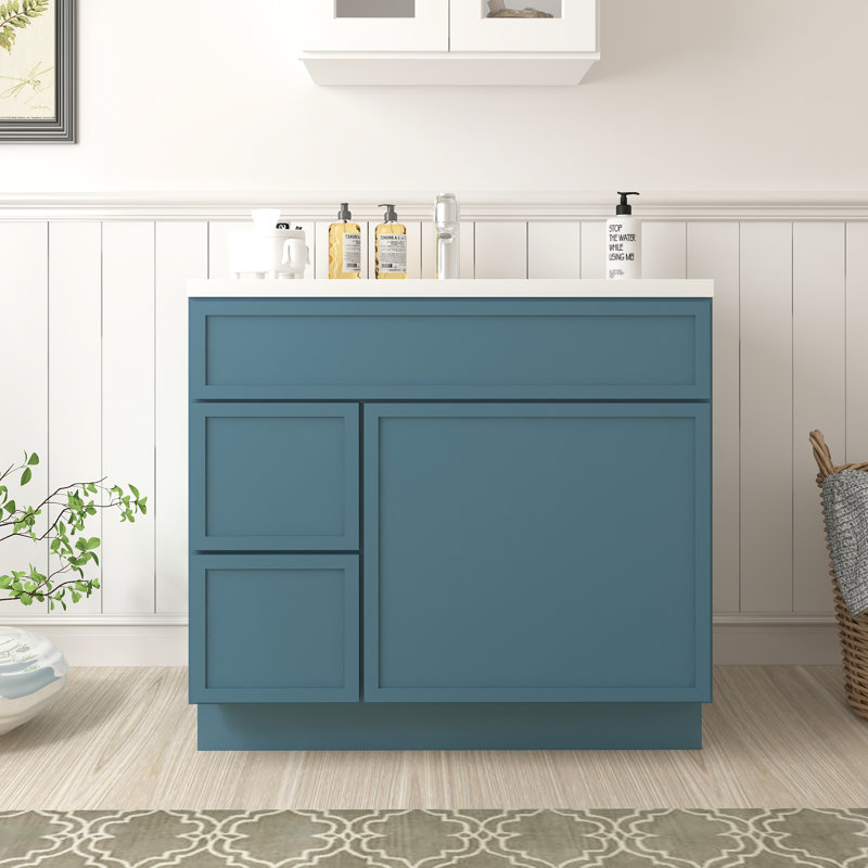 Base de meuble-lavabo simple 36 po seulement, Sarcelle