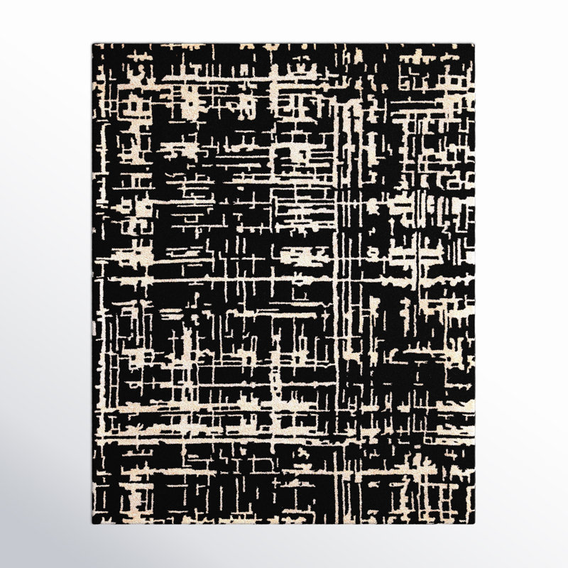 Tapis noir touffeté à la main Brannon, Rectangle 10 pi x 14 pi