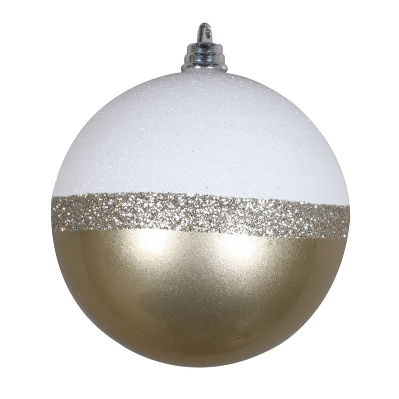 Ornement boule bonbon blanc scintillant, H 4 po x l 4 po x P 4 po, Or rose