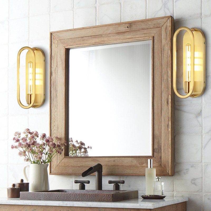 Walfrid Flush Mounted Sconce, Brass Gold