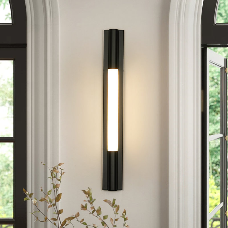  Applique murale linéaire moderne à 1 lumière à DEL 24 po avec abat-jour en acrylique Lumine, Noir mat