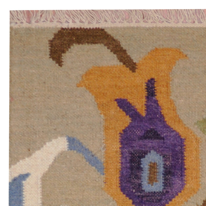 Tapis kilim beige / mauve / orange / vert, Rectangle 1 pi 8 po x 3 pi 3 po